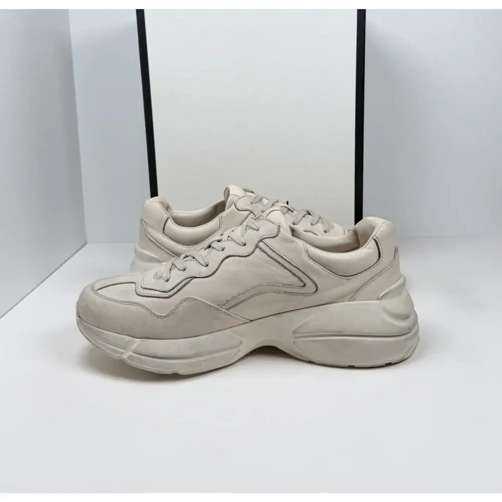 Size 14US - Gucci Rhyton Distressed Ivory Leather Sneakers NEW - Picture 6 of 9